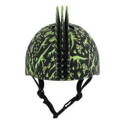 Kask rowerowy RASKULLZ T-Rex Bonez Mohawk Czarno-zielony dla Dzieci (rozmiar XS)