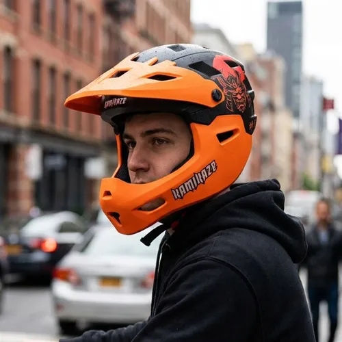 Kask KAMIKAZE Ronin Pomarańczowy Full Face (rozmiar M)