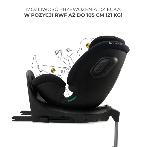Fotelik samochodowy KINDERKRAFT Xrider 2 I-size 40-150 cm (0-21 kg) Czarny