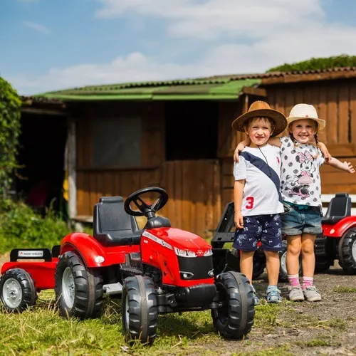 Traktor Na Pedały Dla Dzieci 3-6 Lat Do 50Kg Falk Massey Ferguson Przyczepa Klakson Łańcuch