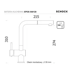 Bateria Schock Epos 540120 Onyx Mosiądz