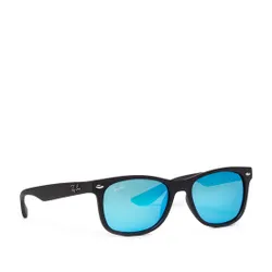 Okulary przeciwsłoneczne dziecięce Ray-Ban Junior New Wayfarer 0RJ9052S 100S55 Matte Black/Blue Flash - Rozmiar (EU) 48