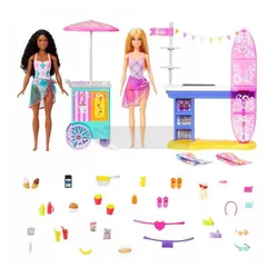 LALKA BARBIE ZESTAW PLAŻOWY 2 LALKI + akcesoria HNK99