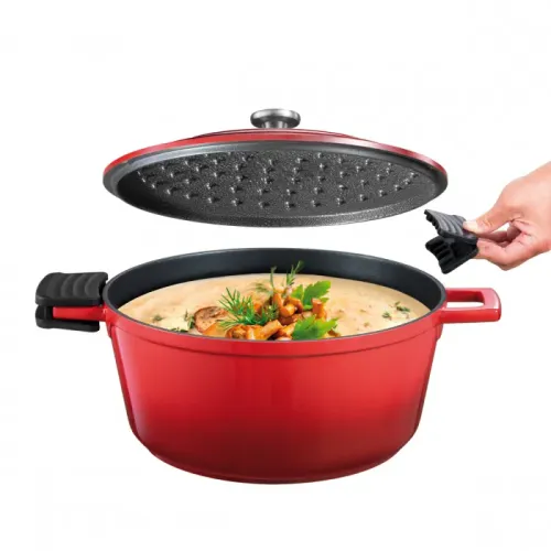 TESCOMA Bordeaux 4,7 l czerwony - garnek aluminiowy z pokrywką