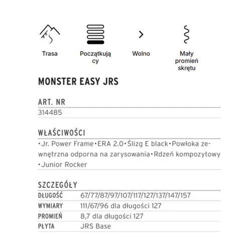 Narty HEAD Monster Easy Junior + wiązania JRS 7.5 GW 2026