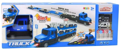 Laweta Lora Z Pojazdami Policji Tor Samochodowy 211Cm 2W1 Dźwięki Znaki
