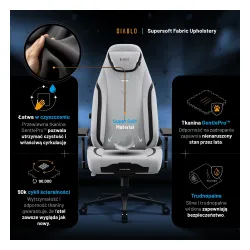 Fotel Diablo Chairs X.Eye Prime, Normal Size, Nightwolf Moon Gamingowy do 140kg Szary