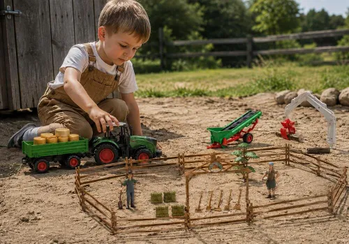 Zestaw Farma Traktor Przyczepa Ciągnik Zagroda Maszyny Rolnicze Zwierzęta Figurki