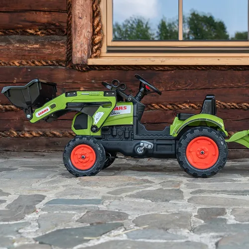 Falk Traktor Claas Zielony z Przyczepą i Łyżką na Pedały od 2-5 lat