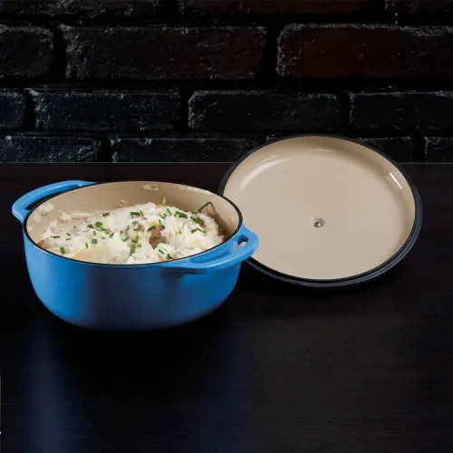 LOGDE Pot 4,2 l niebieski - garnek żeliwny z pokrywką