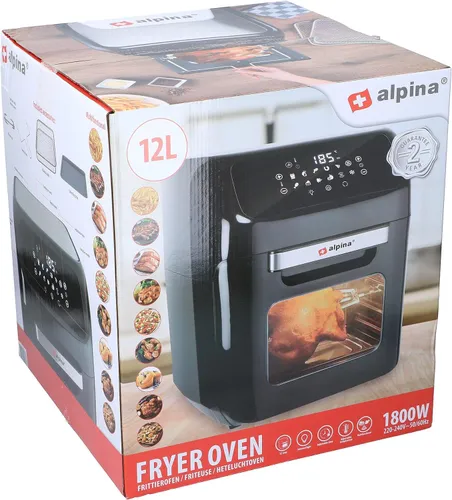 Air Fryer Frytkownica beztłuszczowa ALPINA 871125219568 12l z okienkiem do obserwacji postępów gotowania