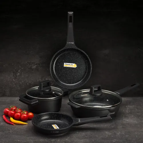 Patelnia nieprzywierająca z pokrywką STARKE PRO TAYLOR MARBLE 28 cm