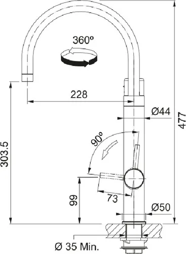 Bateria FRANKE Vital J 120.0621.312 Czarny/stal