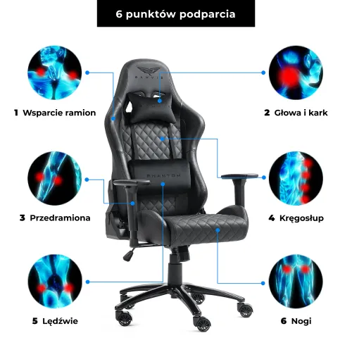 Fotel GAMVIS Phantom Large Pikowany Czarny