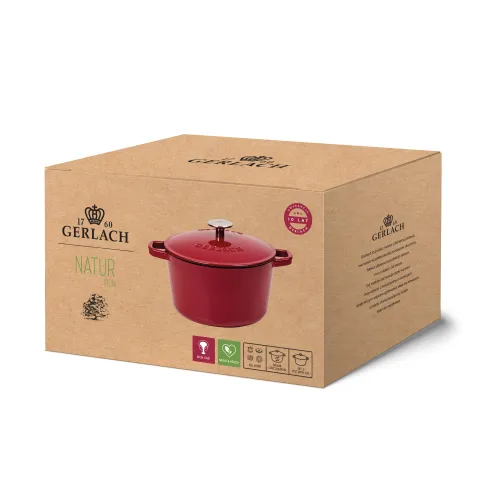 Garnek Gerlach Natur Iron Indukcja Żeliwo 3l Bordowy