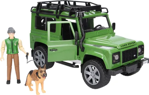 Bruder LandRover Defender z figurką leśnika i z psem (02587)