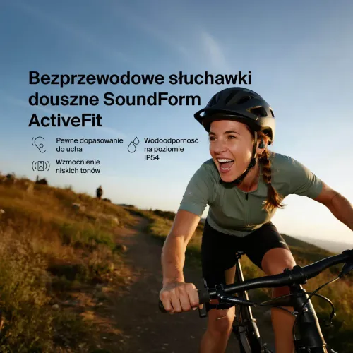 Słuchawki bezprzewodowe Belkin SoundForm ActiveFit Dokanałowe z zaczepami Bluetooth 5.4, Czarny
