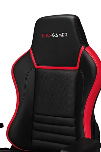 Fotel Pro-Gamer Gorgon 2.0 Gamingowy do 150kg Skóra ECO Tkanina Czarno-czerwony