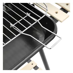 Grill węglowy ogrodowy na kółkach z 3 półkami i rożnem