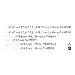 Zestaw narzędziowy 1/4" (23szt.) Yato YT-14421