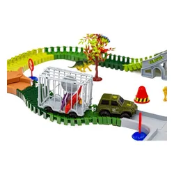 Duży Tor Samochodowy Wyścigowy Elastyczny Park Dinozaurów Zestaw 240 El.