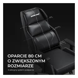 Fotel Anda Seat X1 Gaming Sofa Elegant Black Gamingowy do 120kg Skóra Eco Czarny