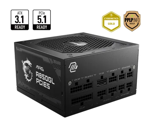 Zasilacz MSI MAG A850GL PCIE5 II 850W 80+ Gold Czarny
