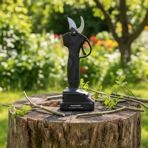 Ogrodowy sekator akumulatorowy elektryczny do gałęzi 2 akumulatory czarny