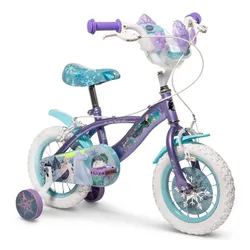 Rower dziecięcy HUFFY Disney Kraina Lodu 12 cali dla dziewczynki Fioletowo-niebieski