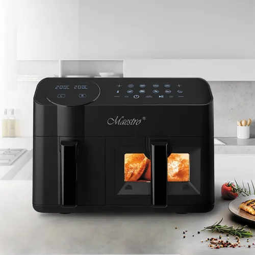 Air Fryer Frytkownica beztłuszczowa MAESTRO MR-760 9.5l z 8 automatycznymi programami, okienkiem do obserwacji postępów gotowania i podwójnym koszem