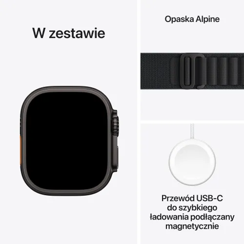 Apple Watch Ultra 3 GPS + Cellular 49mm koperta tytanowa (czarny) + pasek Alpine rozmiar M (czarny)