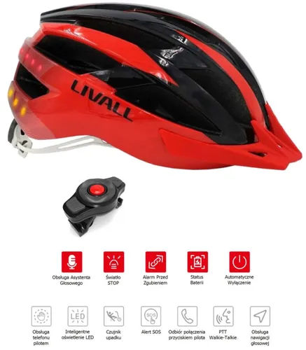 Kask rowerowy LIVALL MT1 Neo Czerwony MTB z lampką (rozmiar M)