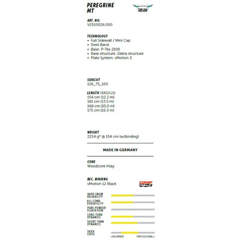 Narty Volkl Peregrine MT + wiązania vMotion 10 GW 2026
