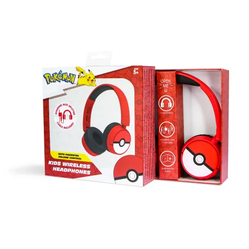 Słuchawki bezprzewodowe z mikrofonem OTL Technologies Pokémon Pokeball Wireless Dla Dzieci Nauszne Czerwony