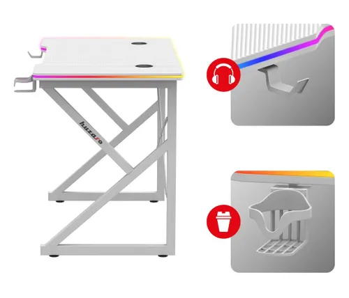 Biurko gamingowe HUZARO Hero 1.7 RGB Biały