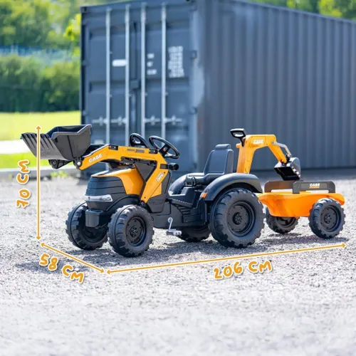 Falk Traktor Na Pedały Case Ce Z Koparką Ładowarką I Przyczepą 3-7 Lat