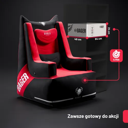 Fotel DIABLO CHAIRS X-Bager Czarno-Czerwony