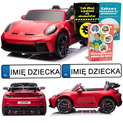 Samochód Na Akumulator Dla 2 Dzieci Porsche 911 Gt3 24V Eva LED 2 Silniki
