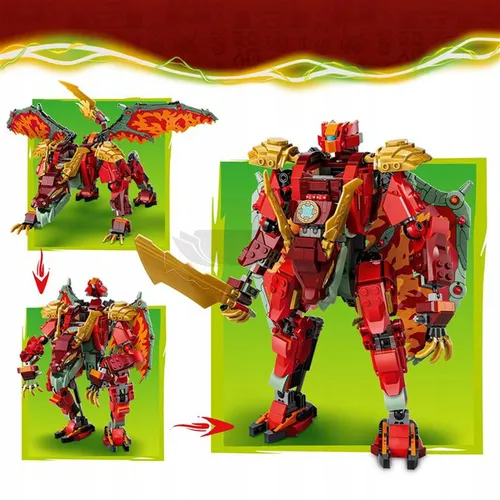 LEGO Ninjago 71868 Transformujący smoczy mech Wyldfyre, zestaw klocków 9+
