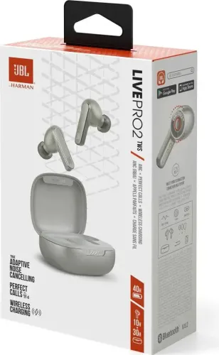 Słuchawki bezprzewodowe JBL Live Pro 2 TWS Dokanałowe Bluetooth 5.2 Srebrny