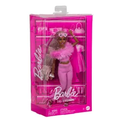 Lalka Barbie Deluxe Style Różowy komplet, spodnie i futerkowy top HYV28