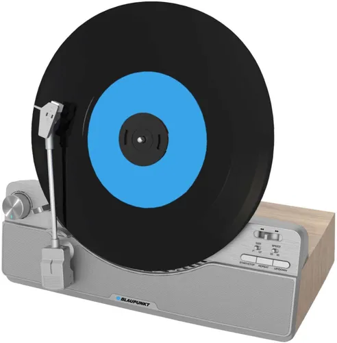 Gramofon pionowy BLAUPUNKT VT100 Srebrny,Automatyczny,Napęd paskowy,BT,Wbudowane głośniki,Prędkość odtw.33 1/3,45 obr./min