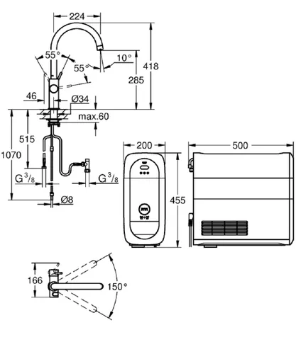 Bateria GROHE Blue Home 31455AL1 z filtrem Grafitowy