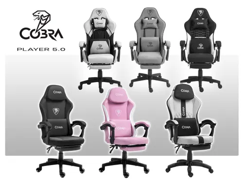 Fotel COBRA Player 5.0 CRF53BK Czarny + podnóżek