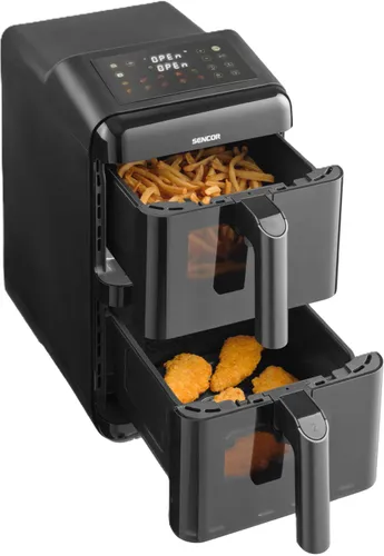 Air Fryer Frytkownica beztłuszczowa SENCOR SFR 1250BK 11.6l z podwójnym koszem, 10 automatycznymi programami i okienkiem do obserwacji postępów