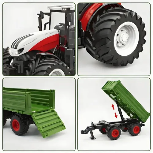 Interaktywny Traktor RC z Wywrotką Ciągnik z Przyczepą Zdalnie Sterowany Zestaw