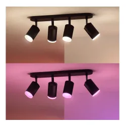 Oświetlenie punktowe Philips Hue White and Color Ambiance Poczwórne Fugato Czarny