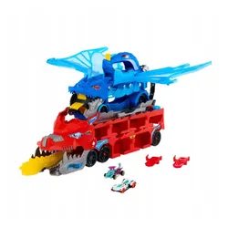 HOT WHEELS DUŻY TRANSPORTER AUTEK 2w1 PODWÓJNY SMOK + 2 autka JBM72