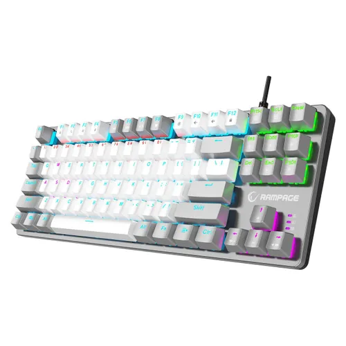 Klawiatura gamingowa Rampage Snug KRGD Red Switch przewodowa mechaniczna podświetlana biało-szara