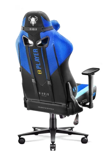 Fotel Diablo Chairs X-Player 2.0 Normal Size Gamingowy do 160kg Skóra ECO Tkanina Czarno-niebieski